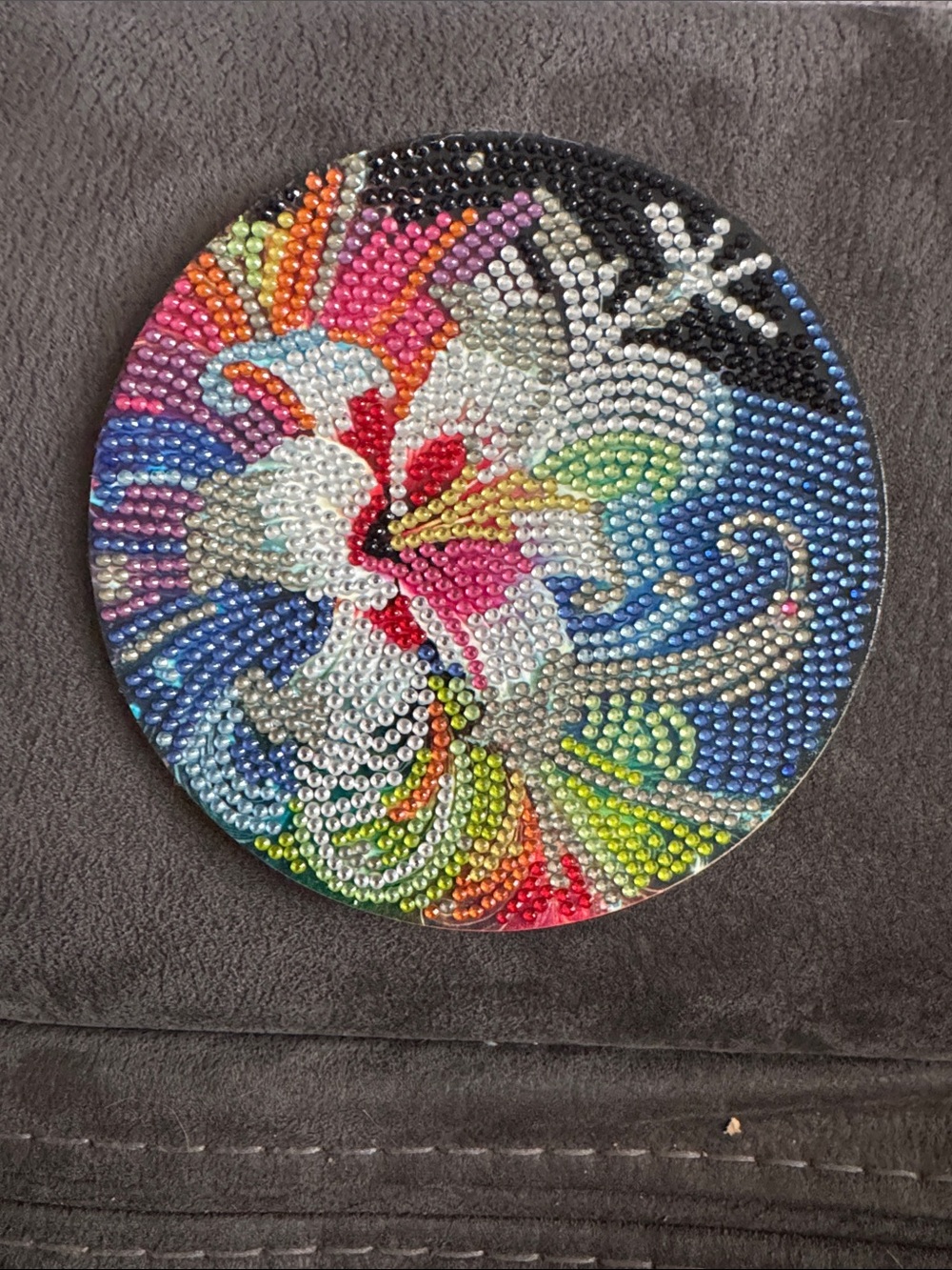 Colorful Rhinestone Floral Round Accent Trivet or Coaster